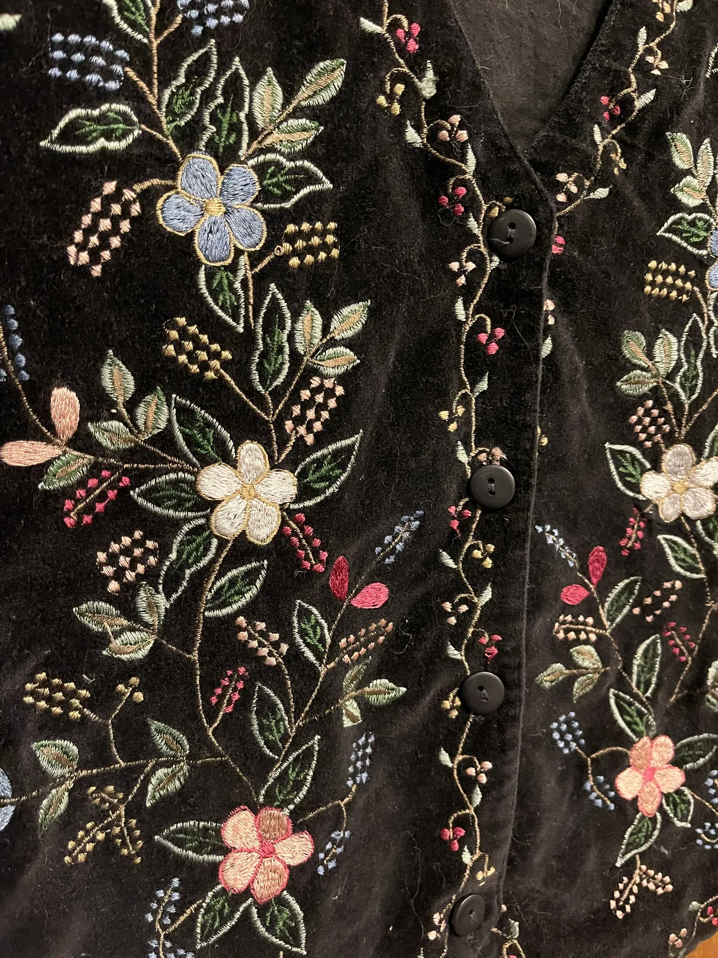 Vintage Chrysantheme Floral Embroidered Vest Multi - Image 3