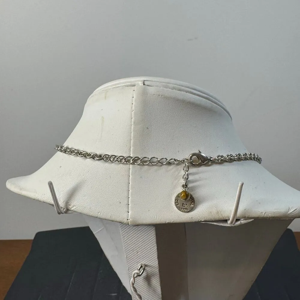 Vintage Liz Claibrone Women's Silver Modernist Studded Loops Necklace Statement - Image 7