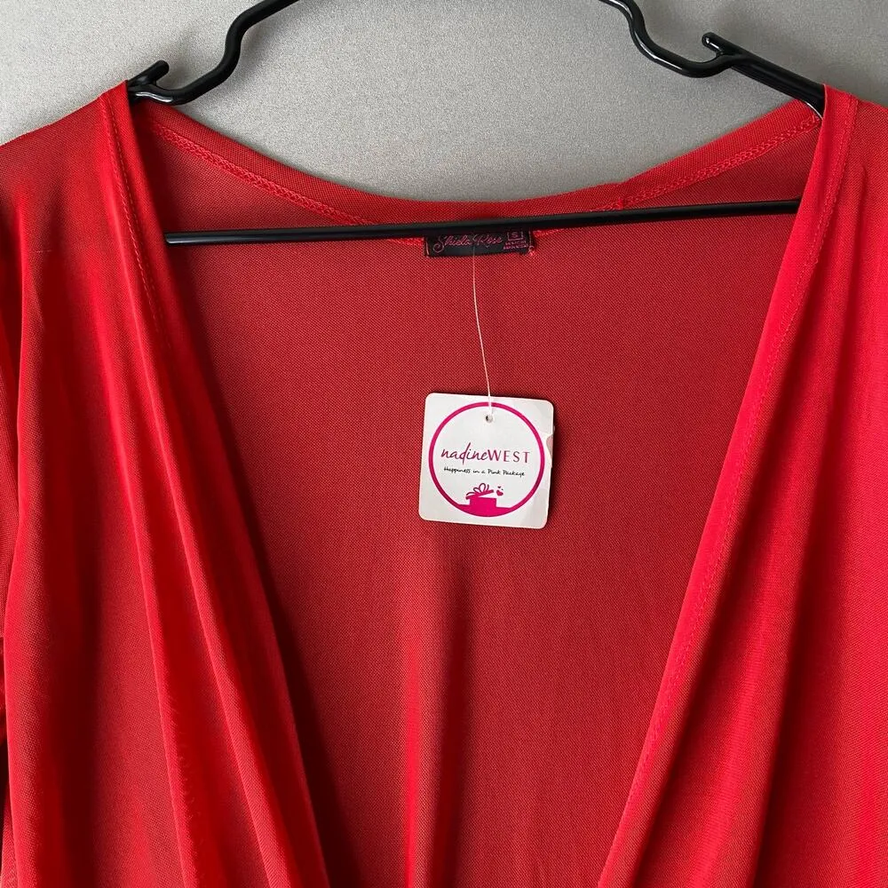 Shiela Rose sz S‎ sheer red open cover up kimono jacket NWT - Image 2