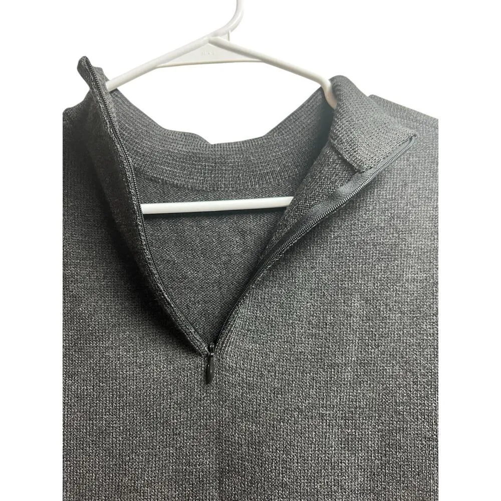 St. John Knit Mock Neck Top Back Zip Gray Medium - Image 6