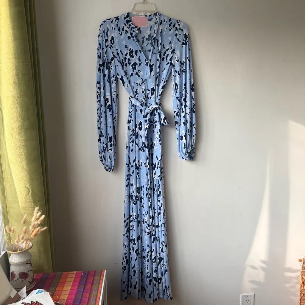 Kelly Golightly Jackie Eau Maxi Dress — Blue Leopard Edition M Size M - Image 6
