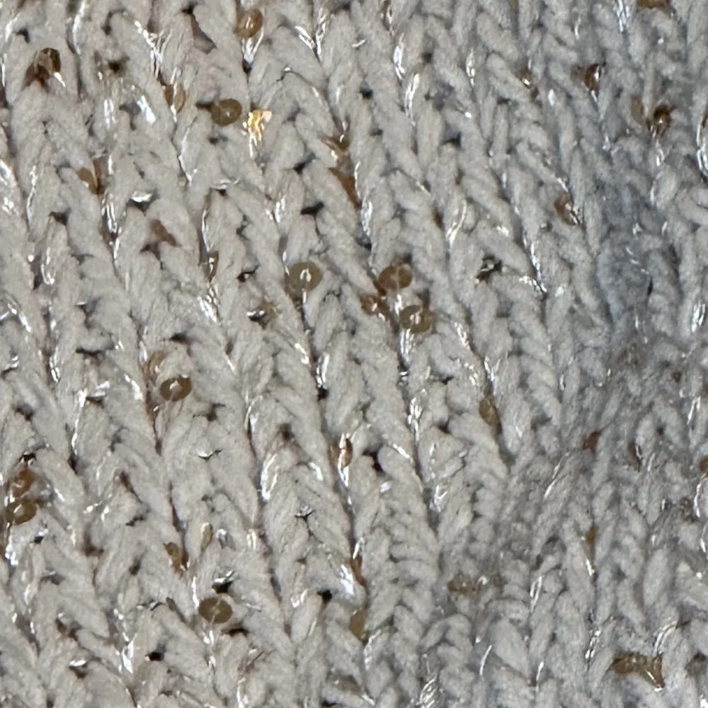 Infinity Scarf Oatmeal Ivory Cream w/Sequins - Image 3