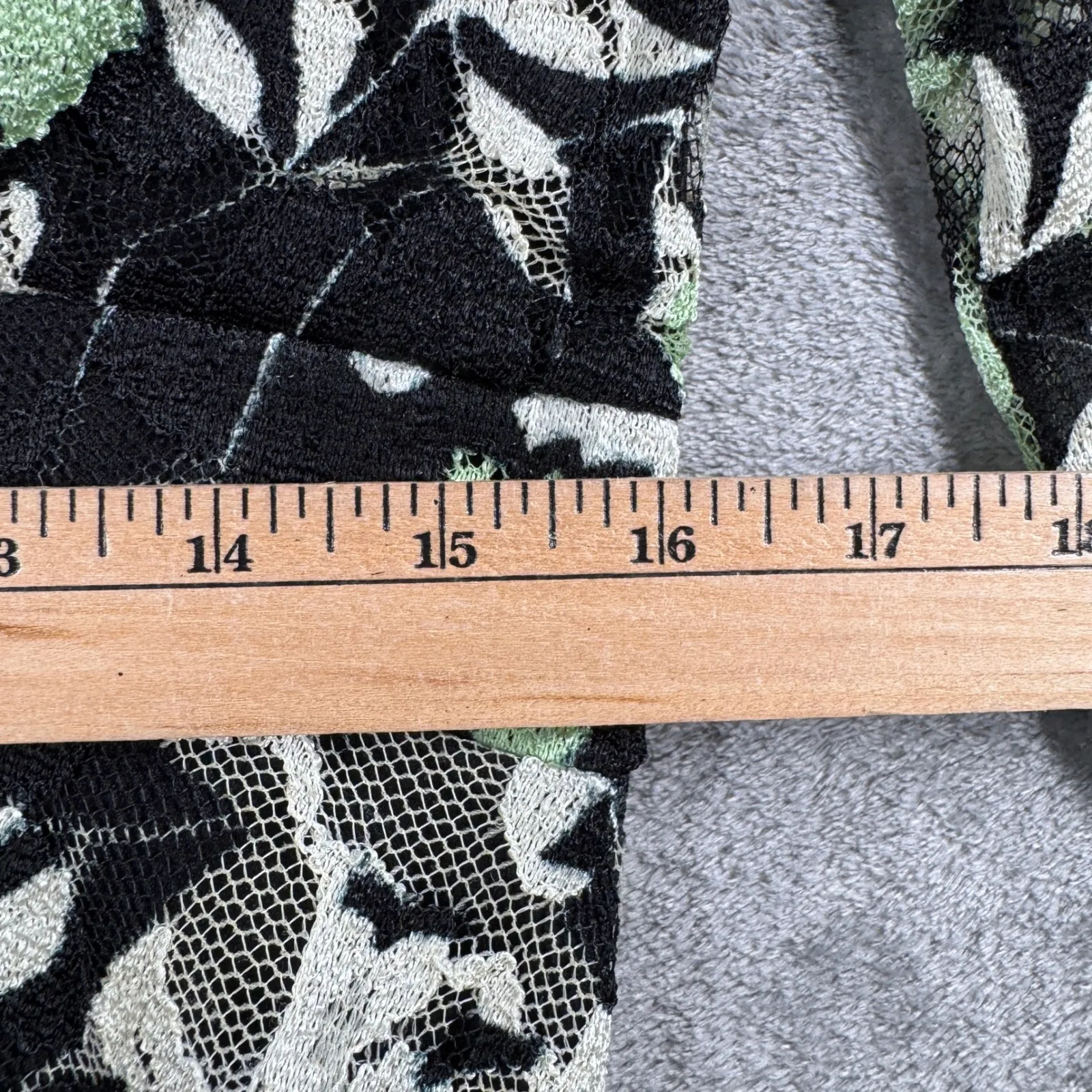 j.t.b. Floral Mesh Top L Black Green White V - Image 11