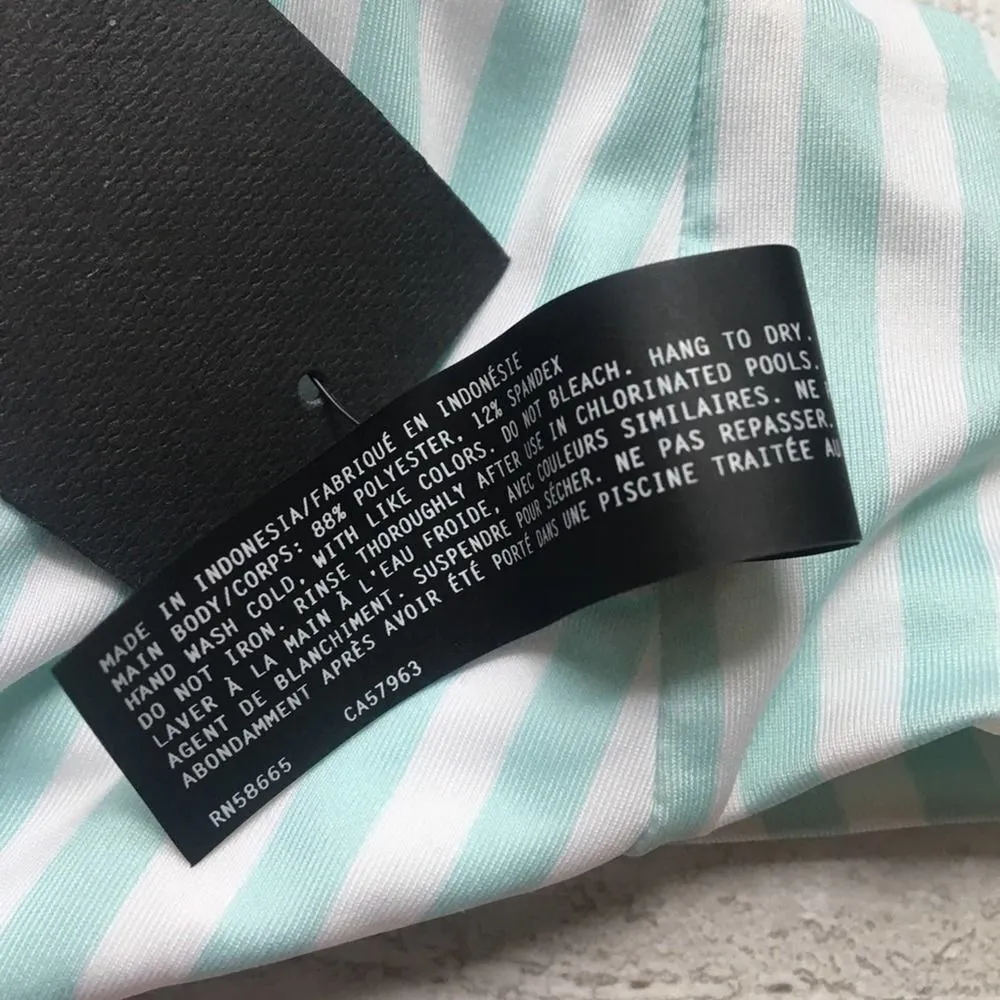 Free Press Trixie Striped Knotted Halter Bikini Swim Top Medium New Green White - Image 11