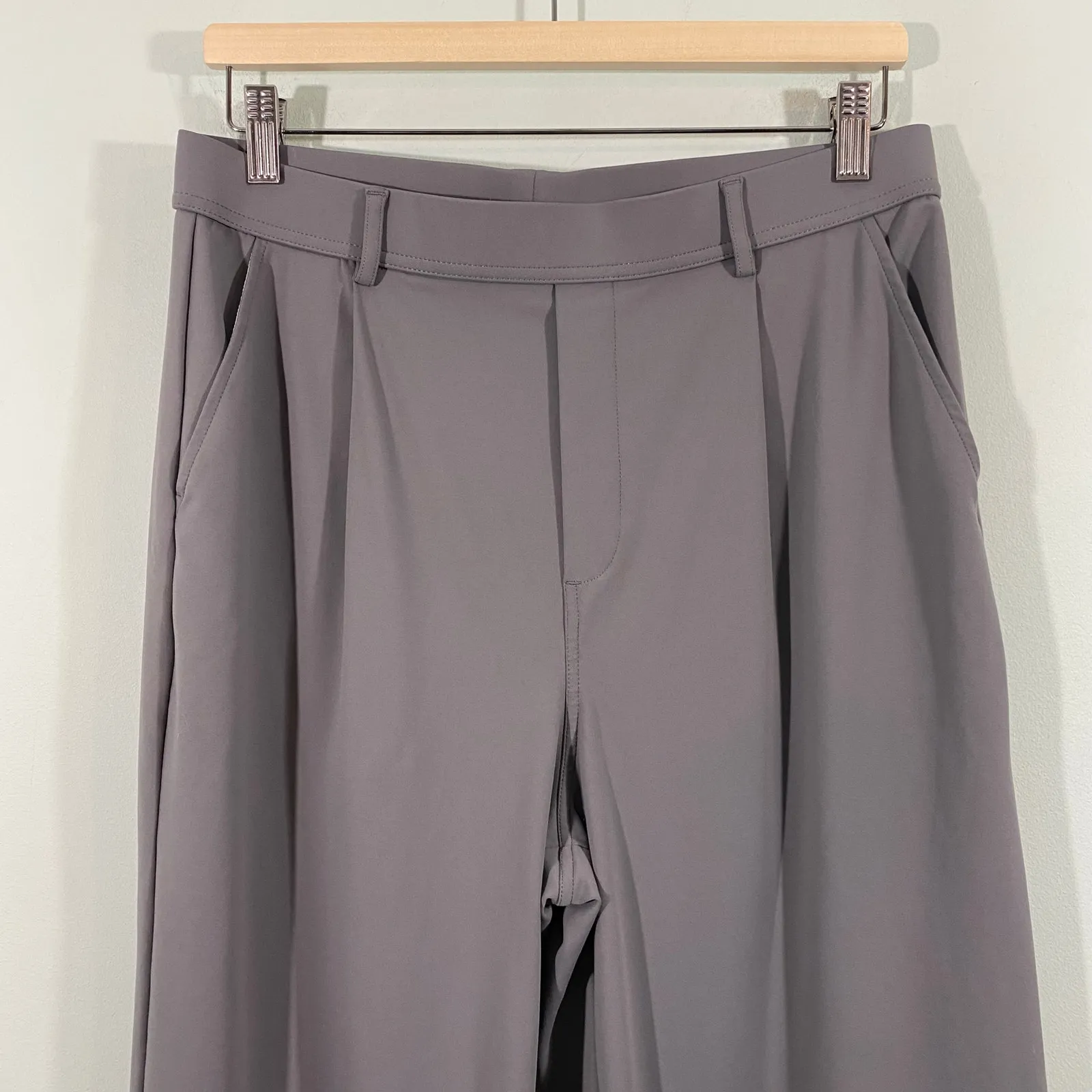 Halara Women Grey High Waisted Front Seam Wide Leg Pull On Pants Size L - Image 2
