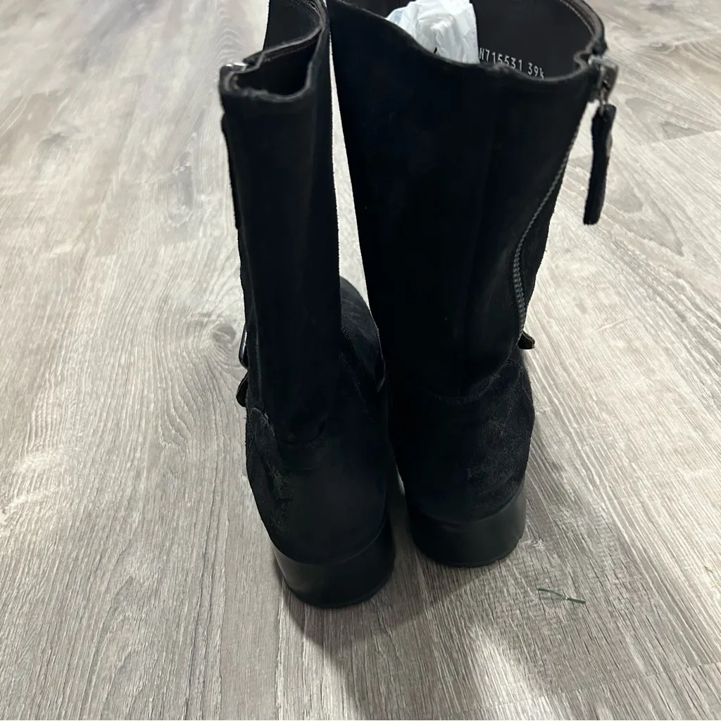 AGL Black Suede Buckle Moto Boots Size 8.5 - Image 5