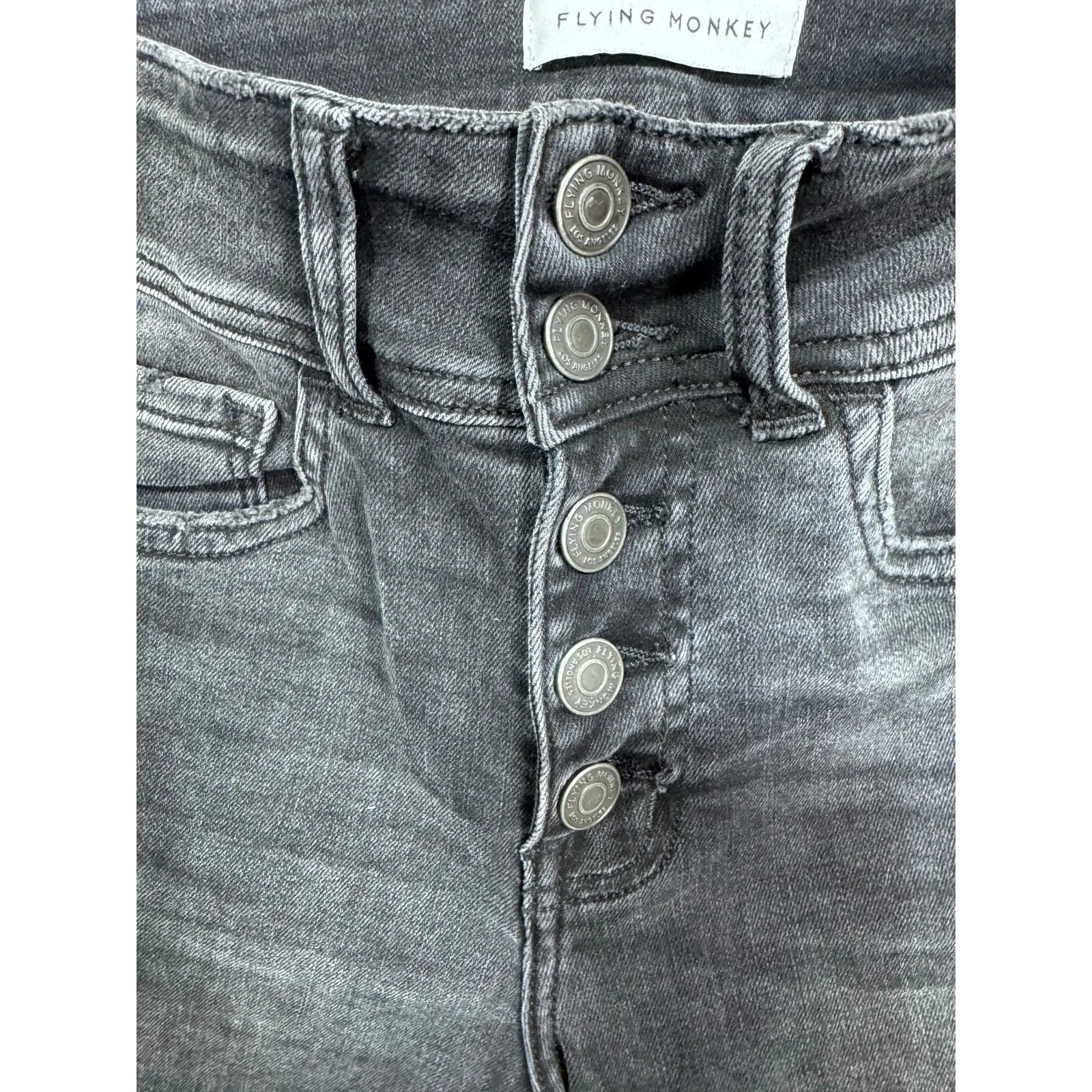 Flying Monkey Y3303 Black Distressed High Rise‎ Ankle Skinny Jeans Women's 26 - Image 2