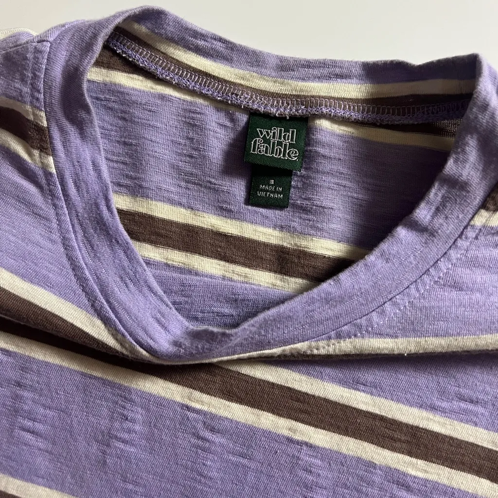 Wild Fable Long Sleeve Tee, Striped Purple, Size S - Image 4