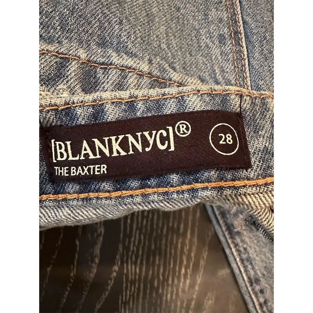 BLANKNYC Women's Distressed High-Rise Straight Leg Jeans Blue Size 28 The Baxter - Image 7
