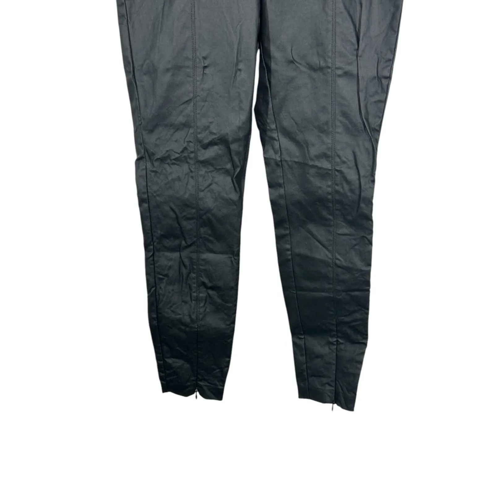 Zara Black Vegan Leather Skinny Pants Cropped Zip Rocker Style Size L - Image 7