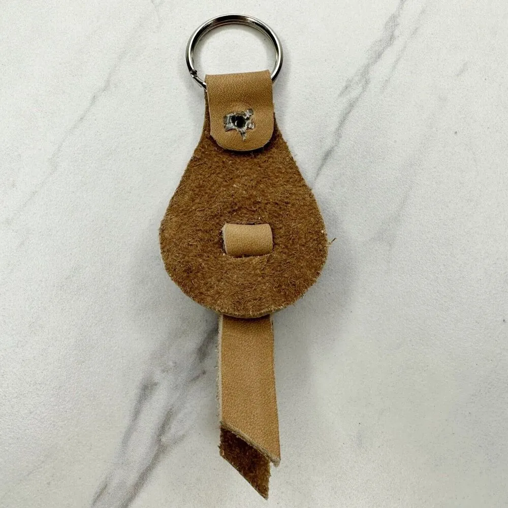 Soft Brown Leather Fringe Western Concho Boho Keychain Keyring - Image 2