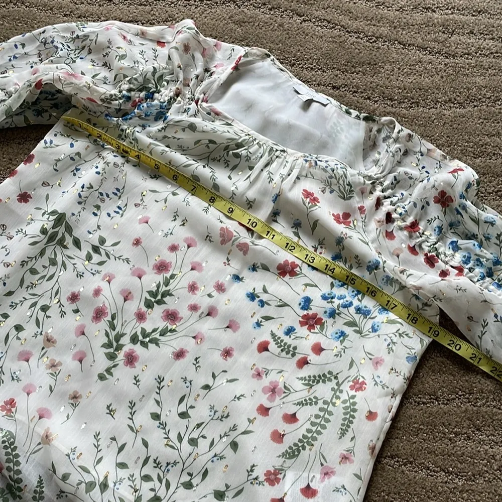 Joie Neema ruched floral print fil coupe georgette blouse - Image 12