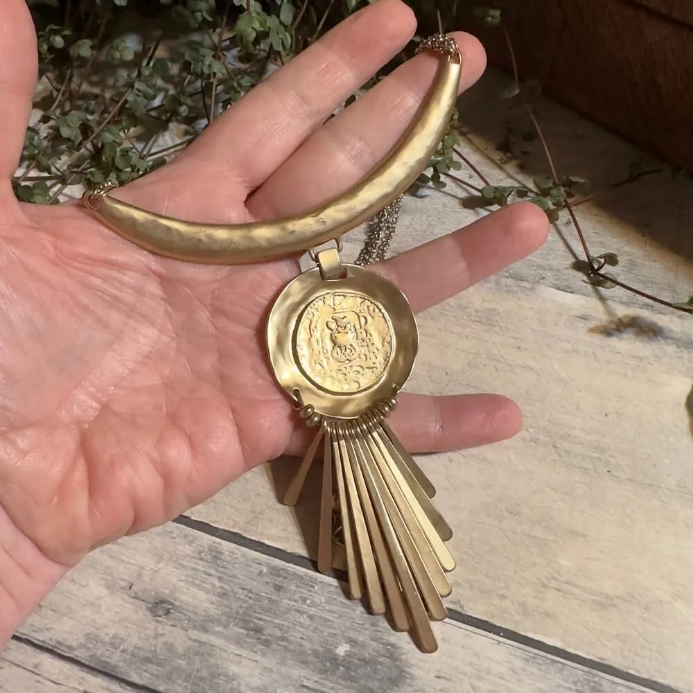 Chico's Brushed Gold Stella Bold Medallion Statement Necklace - Image 5