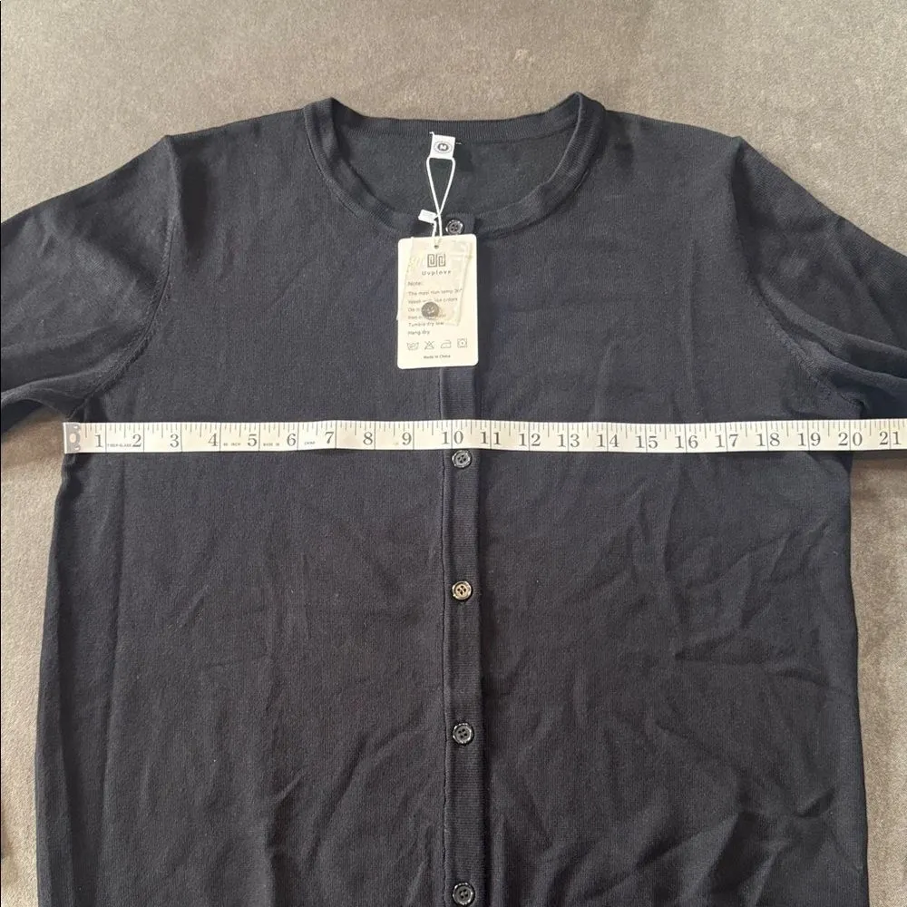 Women’s Black Knit Cardigan Sweater Round Neck Long Sleeve Size M (8 - Image 6