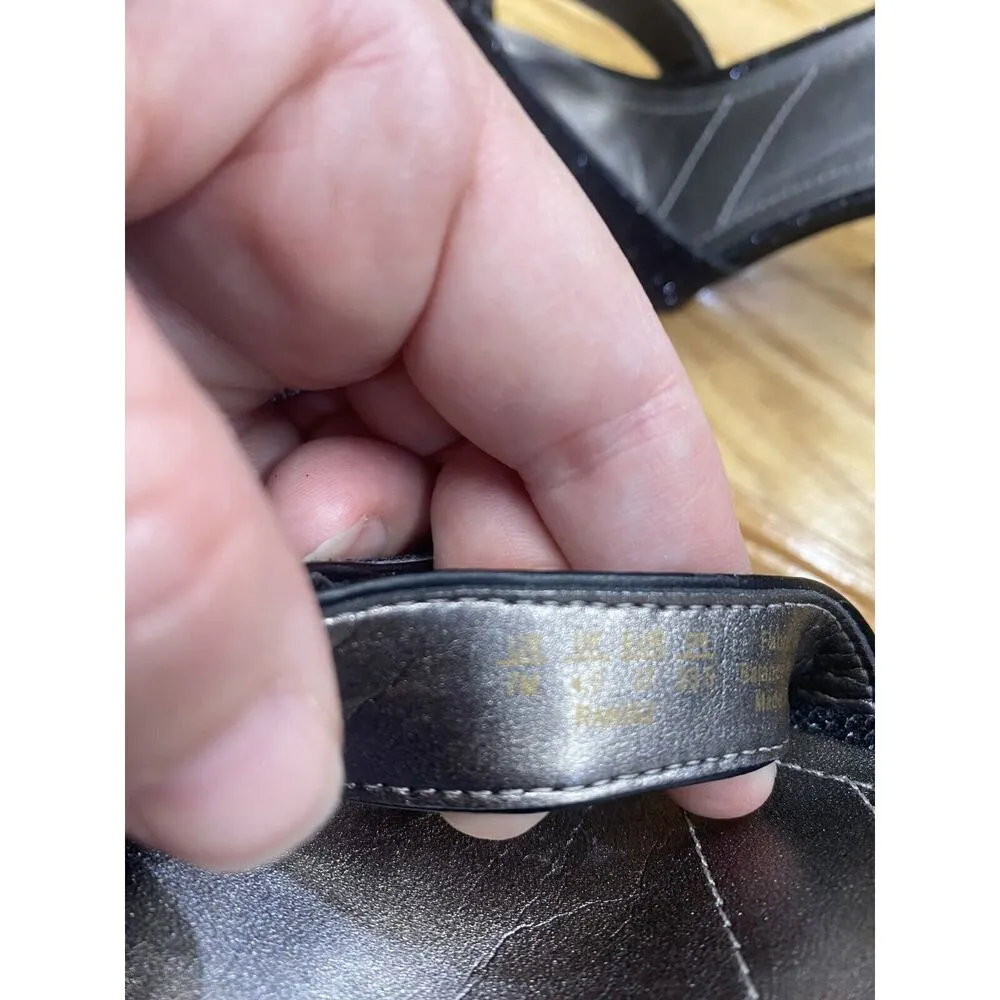 Franco Sarto Rania 2 Pump Heels Women's 7 Black Stiletto Cut-Out Ankle Strap S57 - Image 5