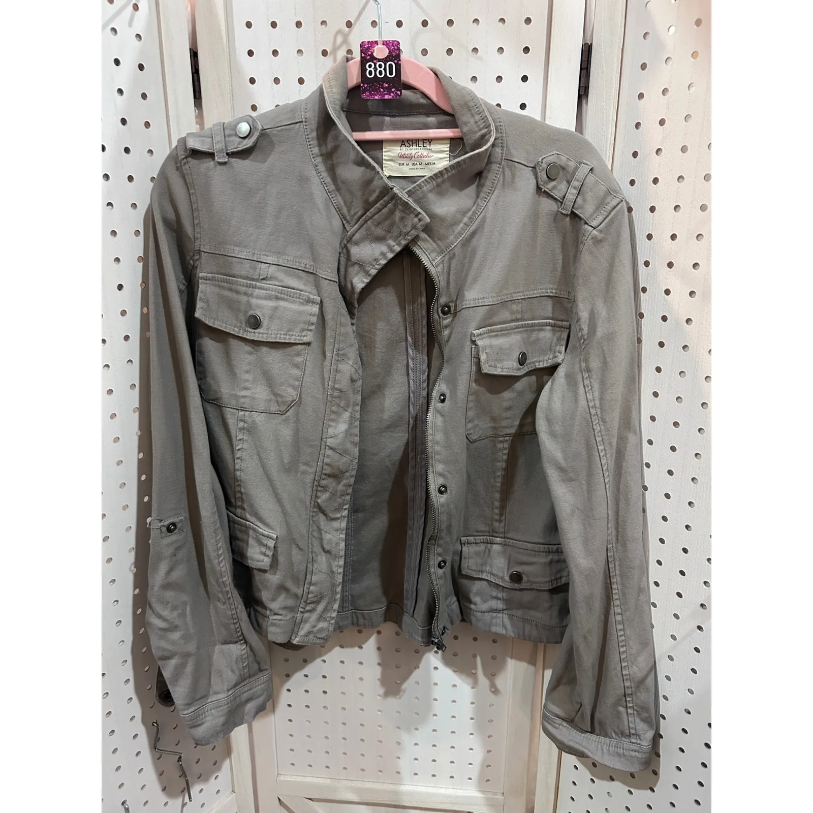 Ashley Utility Collection Gray Military Style Jacket Women's Medium Utility - Image 2