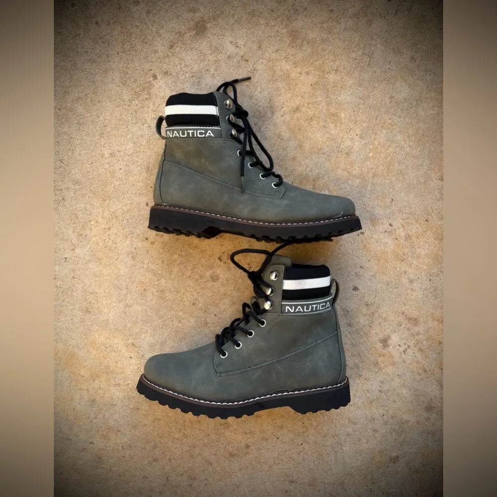 Nautica Galiah Olive Green Lace Up Combat Boots Size 7.5 Faux - Image 8