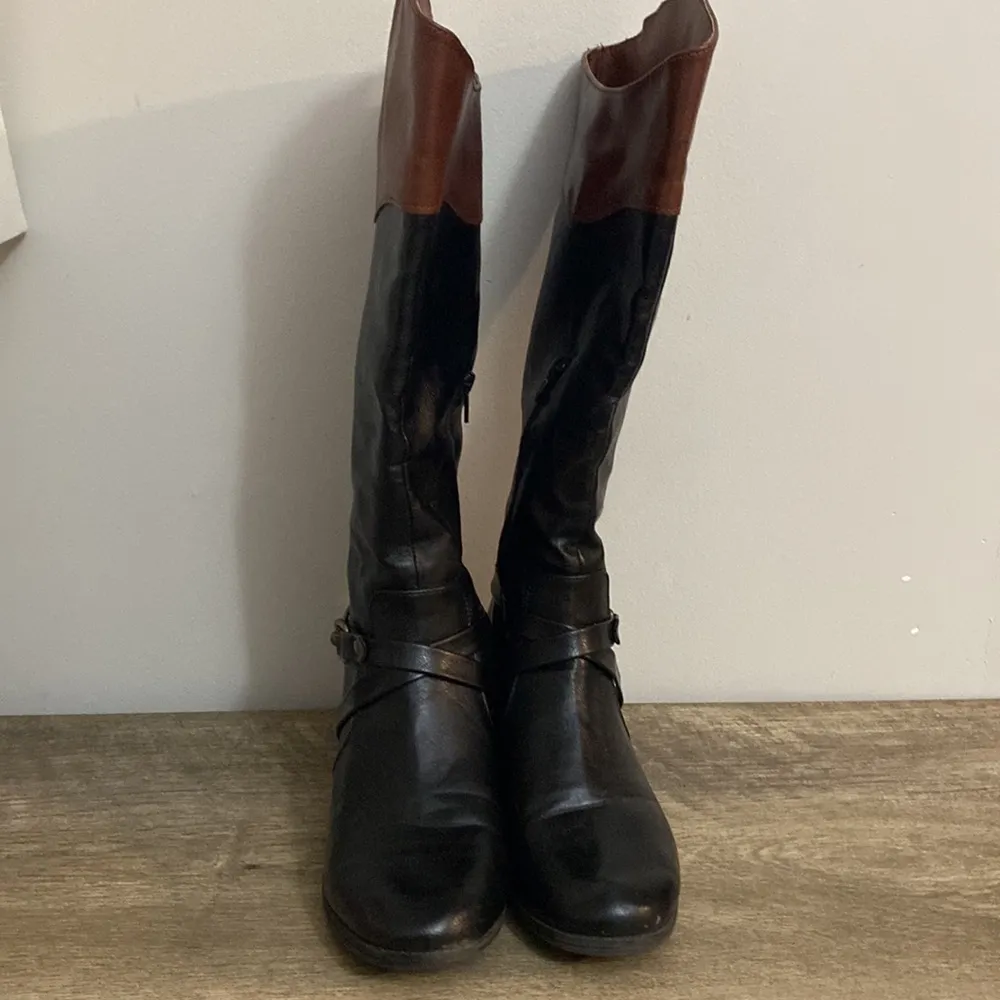 RAMPAGE womens black/brown knee high ILLISA riding boots size 7.5 - Image 4