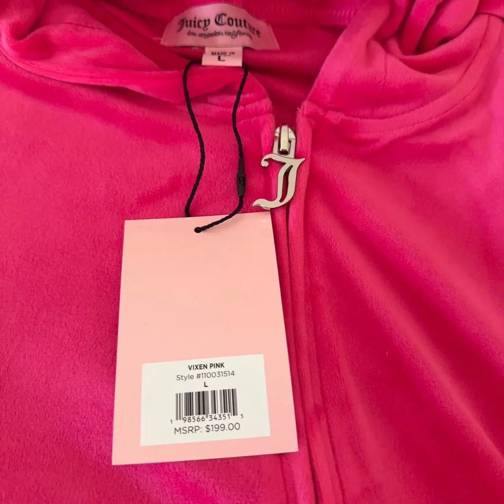 NWT JUICY COUTURE 2pc Velour Track Set Pink Size L - Image 6