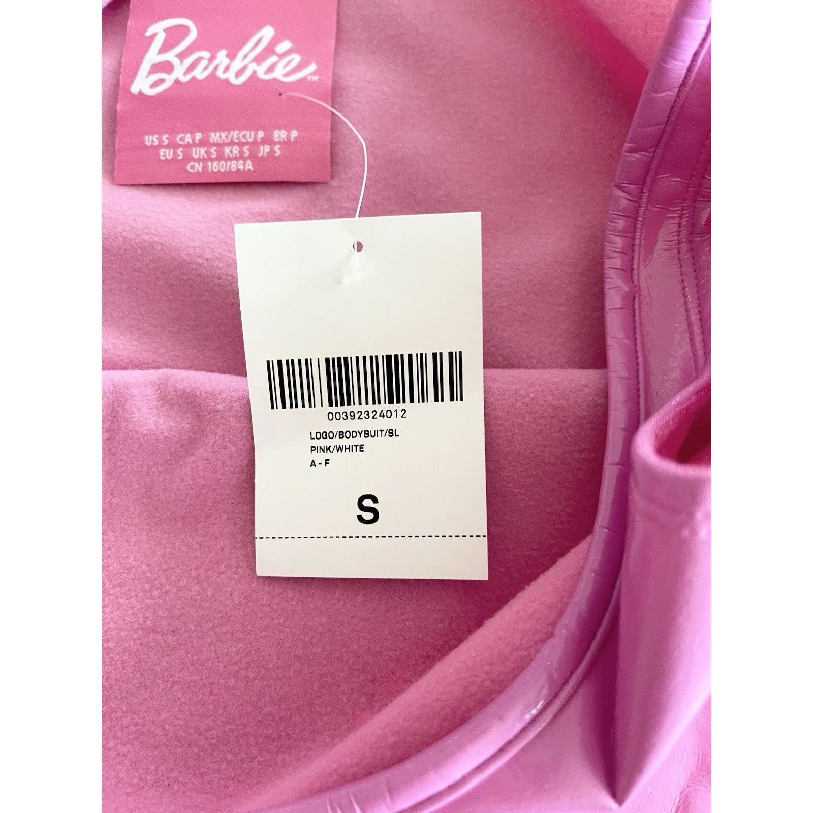Forever 21 Barbie Bodysuit Small Pink Wet Look Logo Cosplay Halloween Barbiecore - Image 8