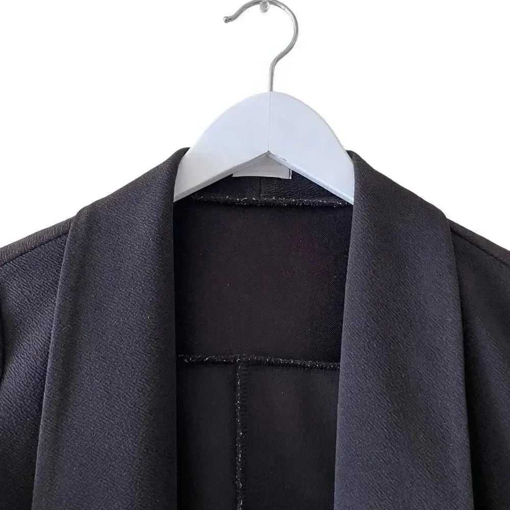 Black Asymmetric Blazer Solid Color Casual Thin Coat Suit Jacket SZ M #1592 Size M - Image 3