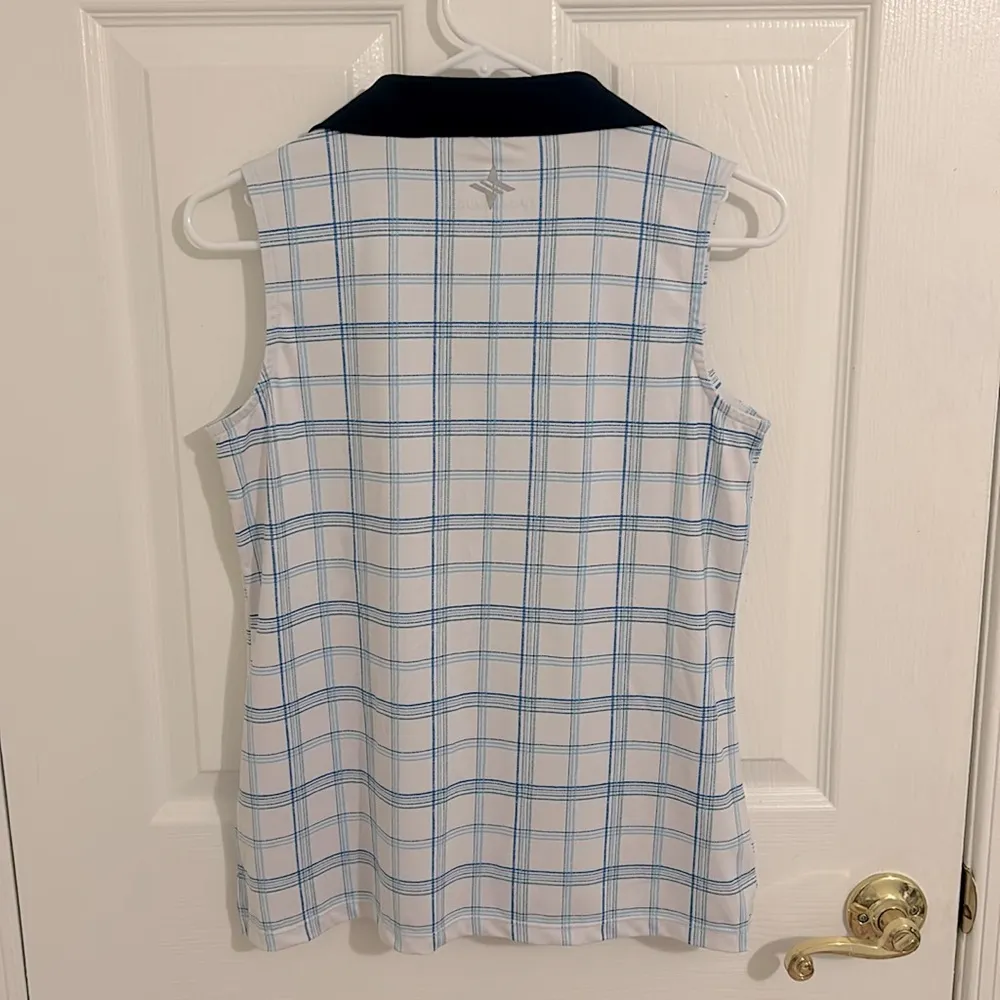 Tuckernuck Sport Provincial Plaid Sleeveless Caroline Polo Shirt Size Small - Image 4