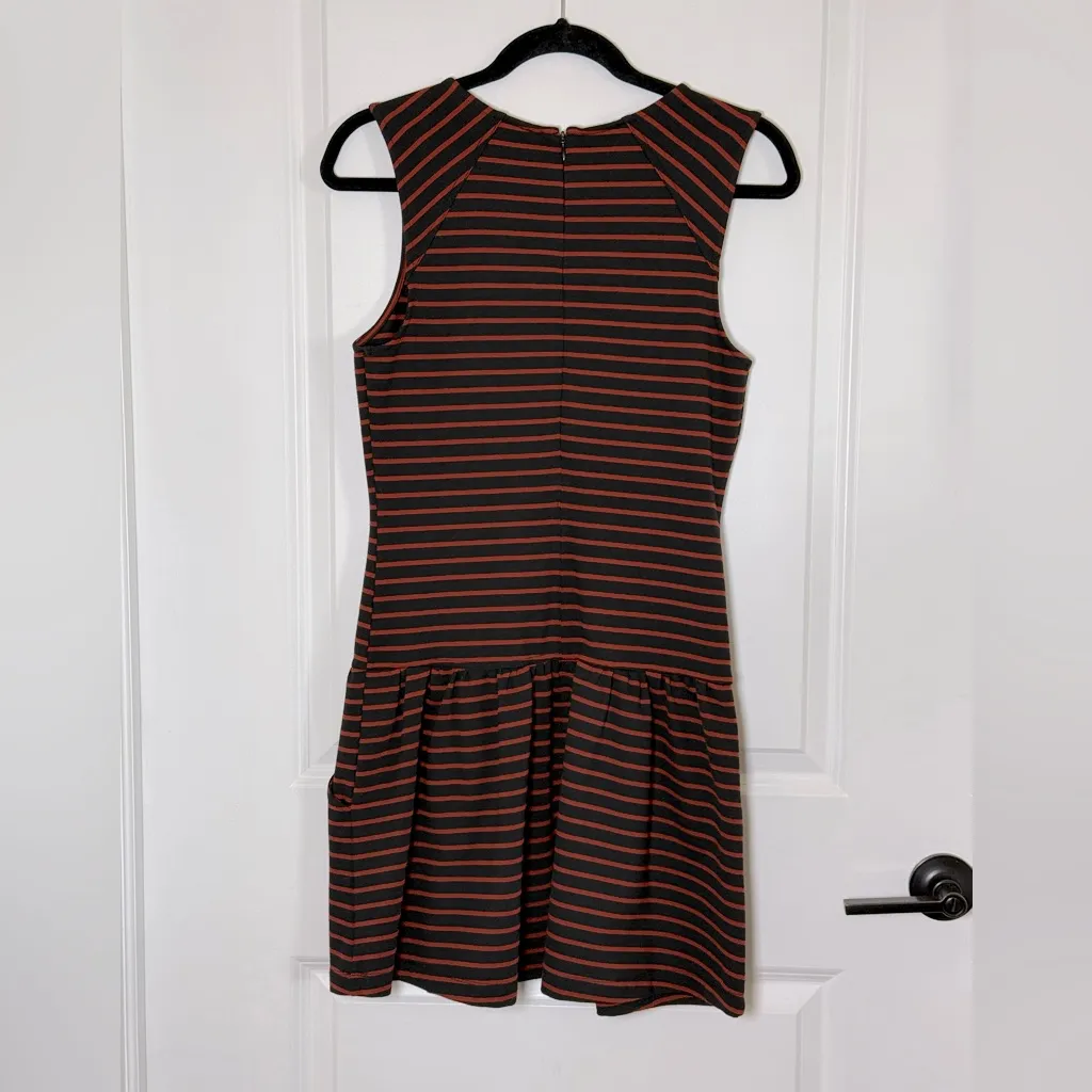 Free People‎ Stretch Striped Drop Waist Mini Dress Sleeveless Pockets - Image 4