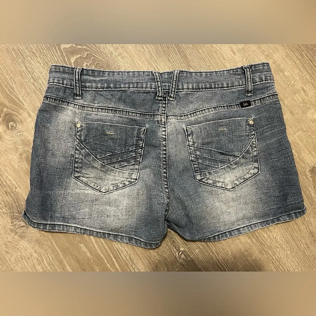 L.e.i Ashley Low Rise Lace Up Fly Jean Shorts Y2K Denim Juniors Boho Festival - Image 9