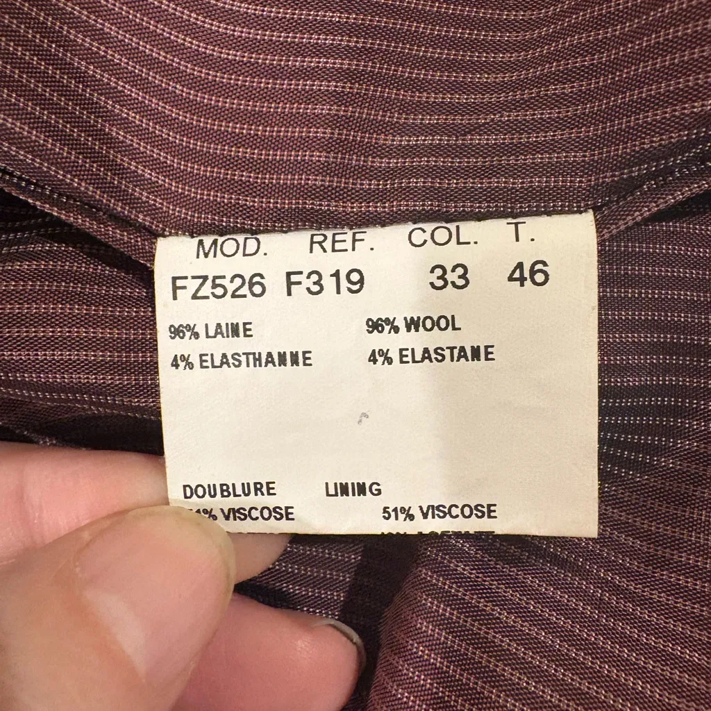 ZAPA Paris wool pinstripe jacket rouched collar gray sz M L Size M - Image 5