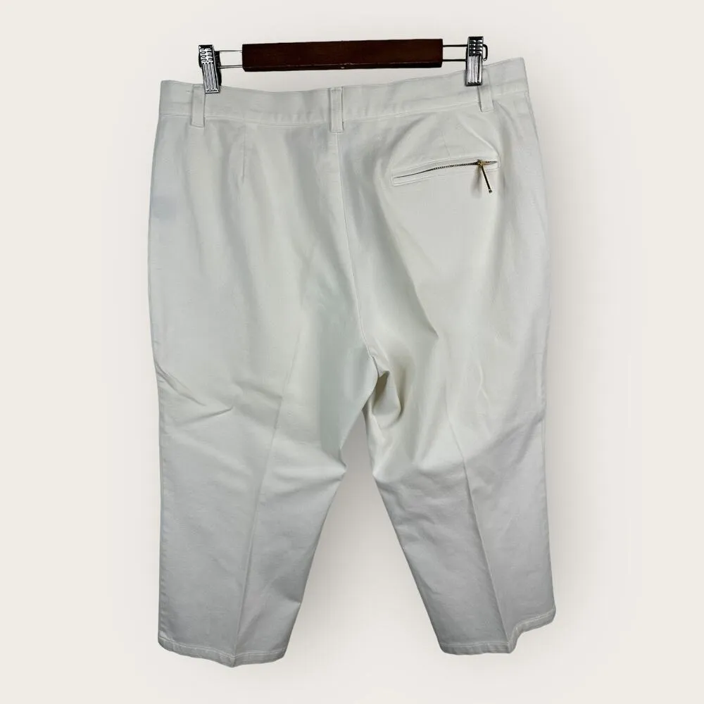 Ralph Lauren Jeans Womens size 14 White Cropped Denim Jeans Preppy Quiet Money - Image 2