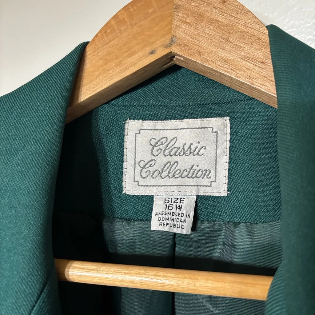 Vintage Classic Collection Plus Size Green Long Length Blazer Jacket Size 16W - Image 3