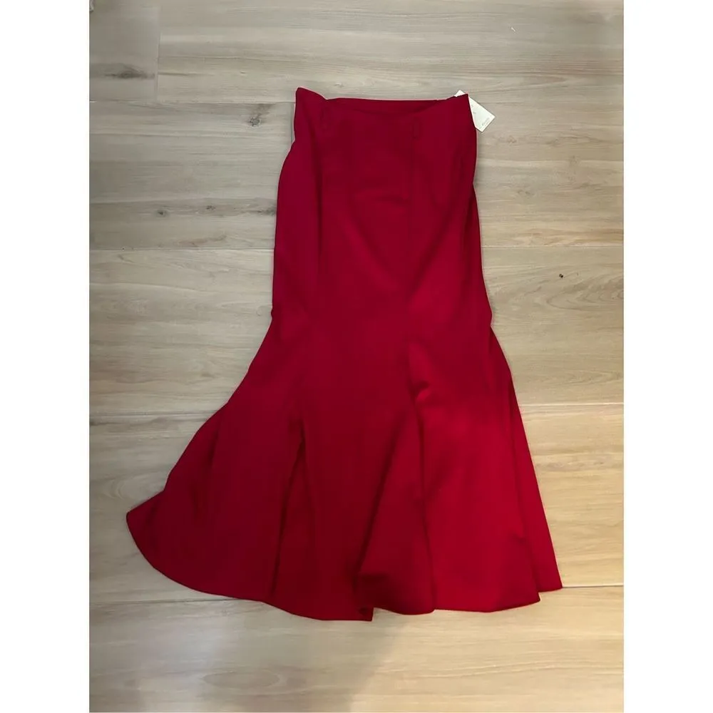 NEW Bodycon Stretchy High Waist Fishtail Mermaid Maxi Skirt S Red - Image 5