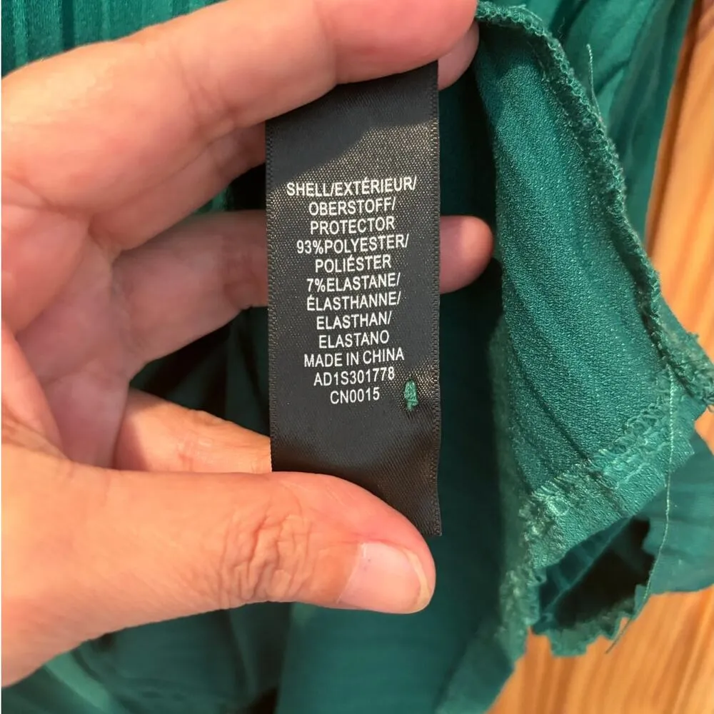 Adriana Papell Top Women XL Green Pleated Cap Sleeve Business Casual Spring - Image 3