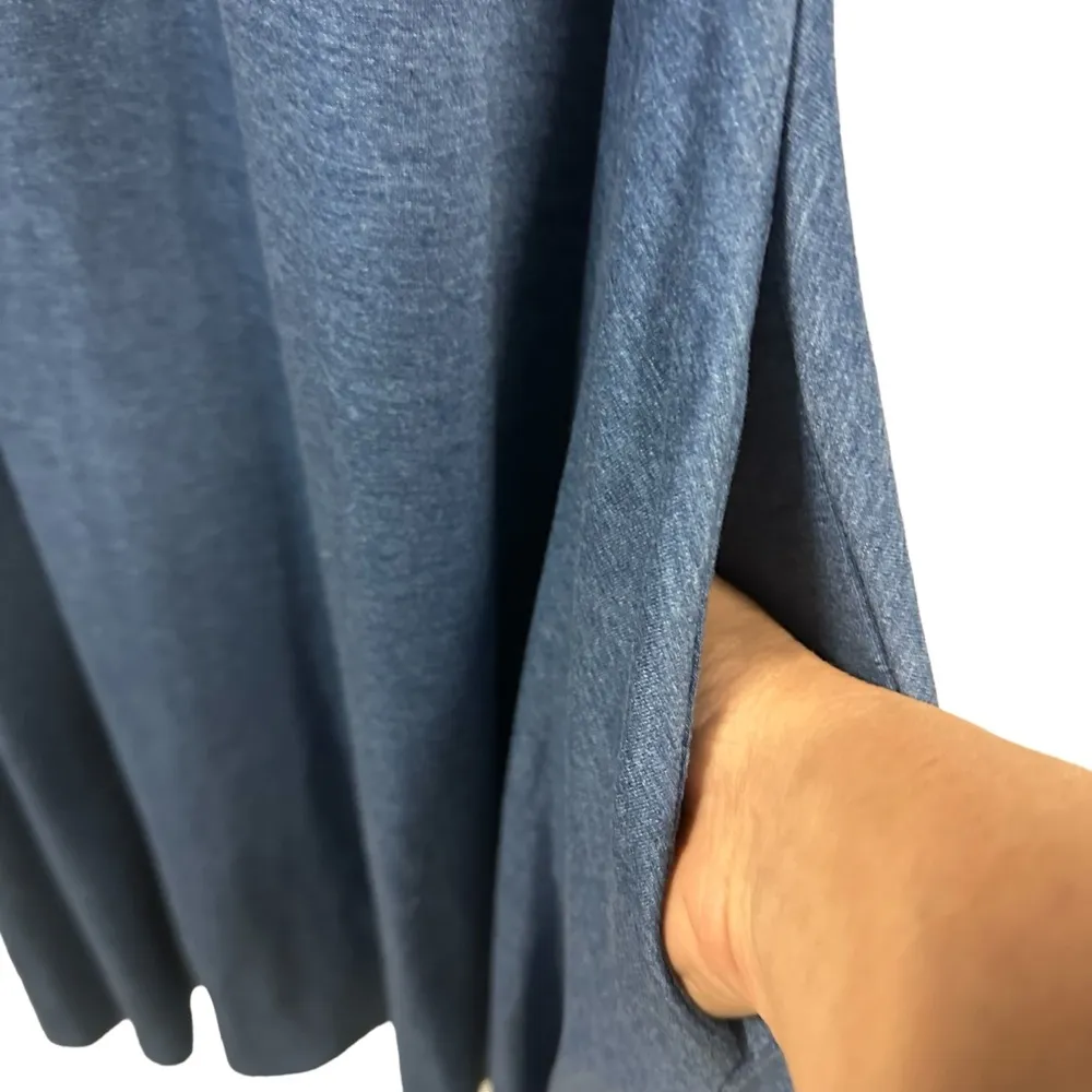 Sign Here Heather Blue 3 Quarter Sleeve 2 Pocket Swing Midi Dress Womens Small - Image 2