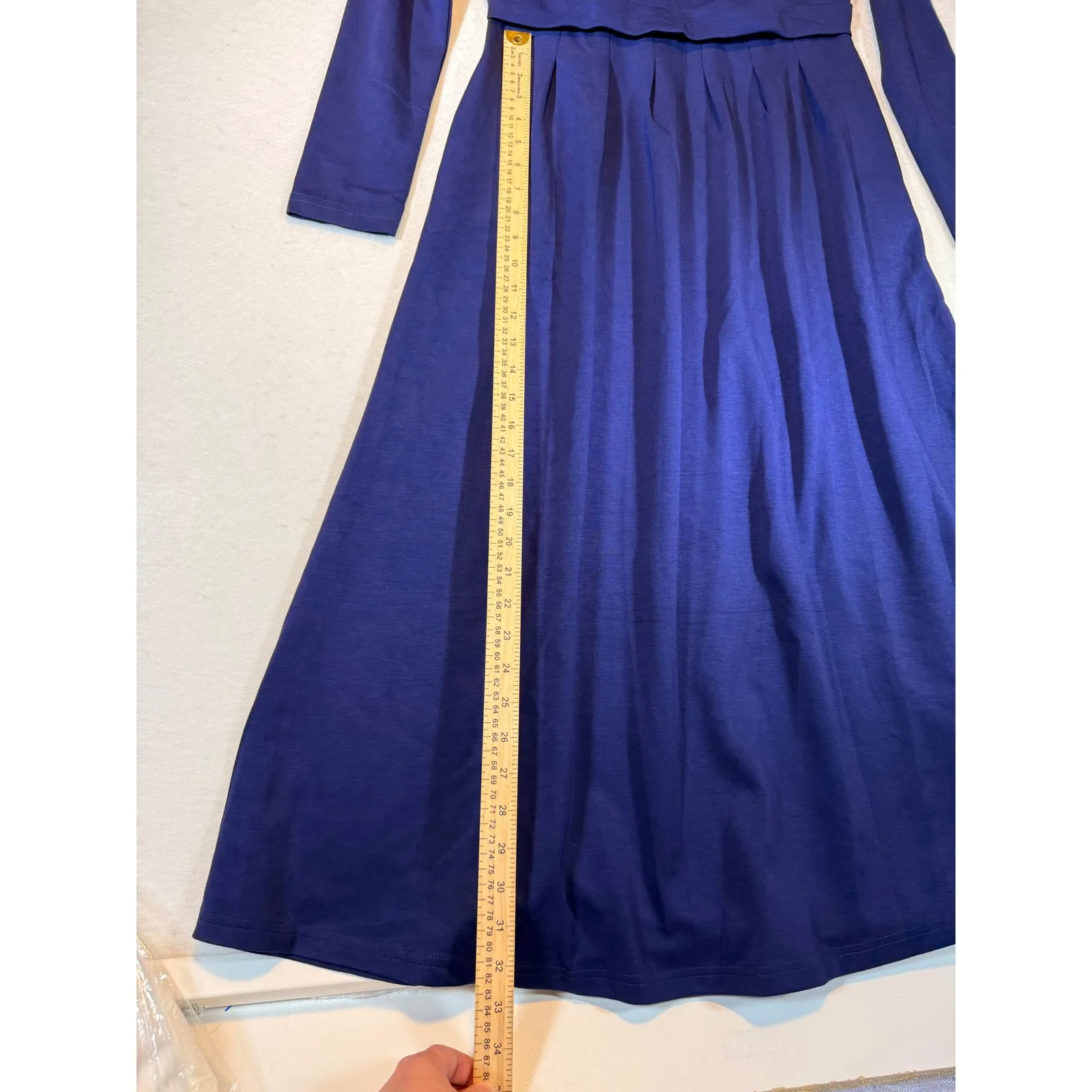 BTFBM Navy Blue Long Sleeve Maxi Dress Pleated Skirt Midi Length Size M Size M - Image 4