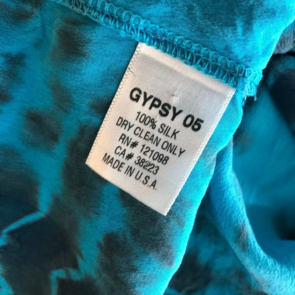 Gypsy 05 Strapless Maxi Dress Silk Ruffle Boho Python Blue Gray S - Image 4