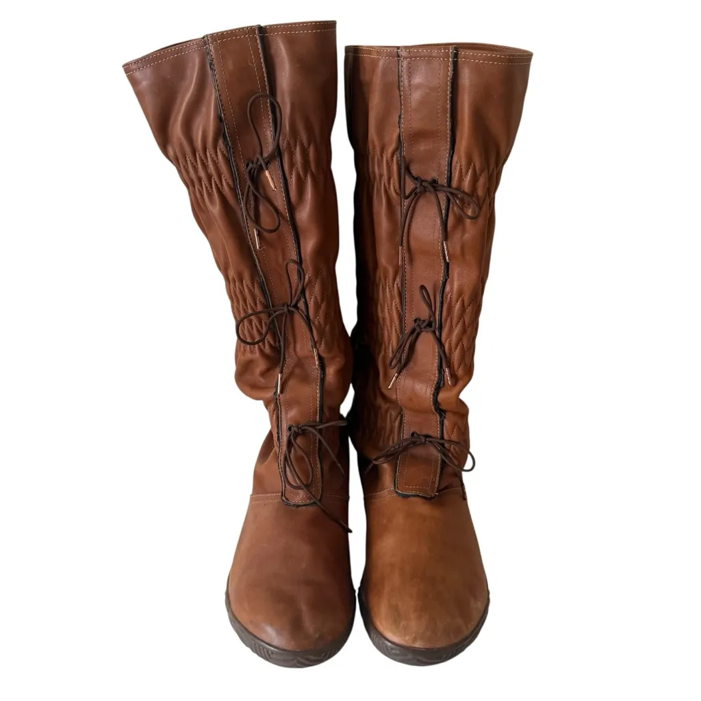 Sorel Firenzy Tall  Knee High Leather Boots Tobacco Slouch Scrunch Brown SZ 9.5 - Image 4