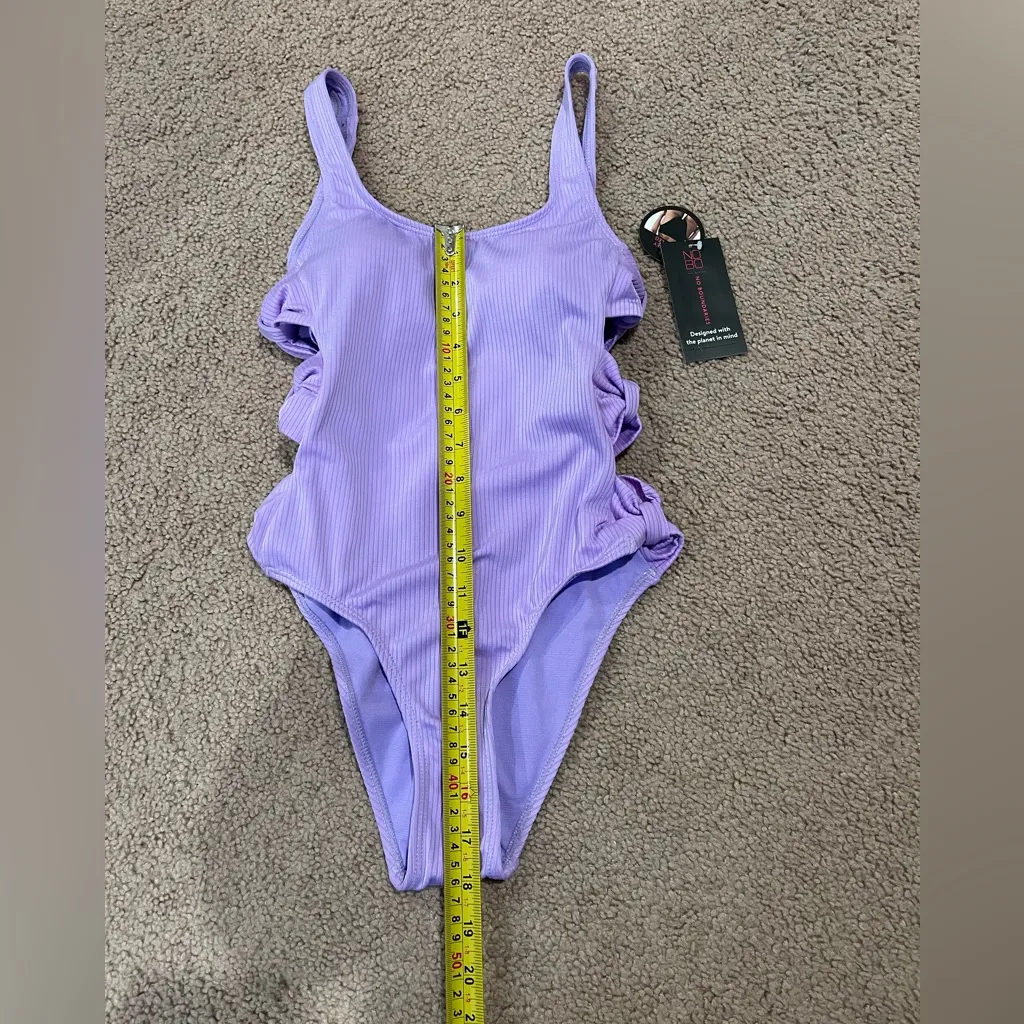 NO BOUNDARIES Junior Ribbed Knit Open Side Cut One Piece Swimsuit - Image 5