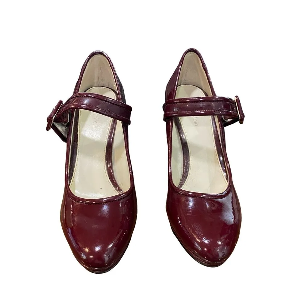 Calvin Klein Merlot Patent Leather Jocey Heels Sz 6M - Image 3