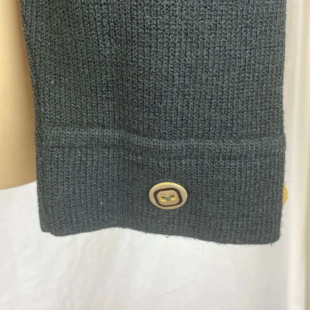 San Remo Black Woven Knit Zip Up Long Sleeve Vintage Sweater L Size L - Image 3