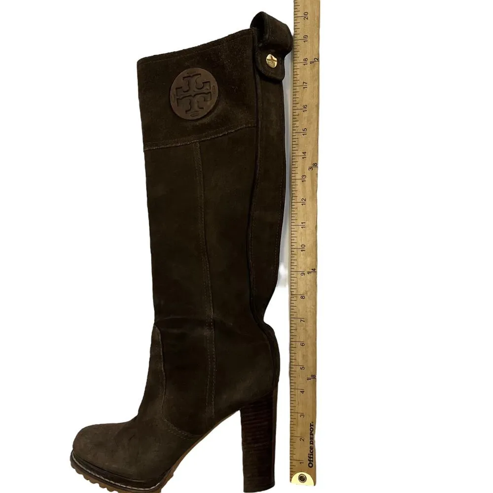 Tory Burch Women's Brown Suede Leather Heeled Boots Size 8.5M - Image 11