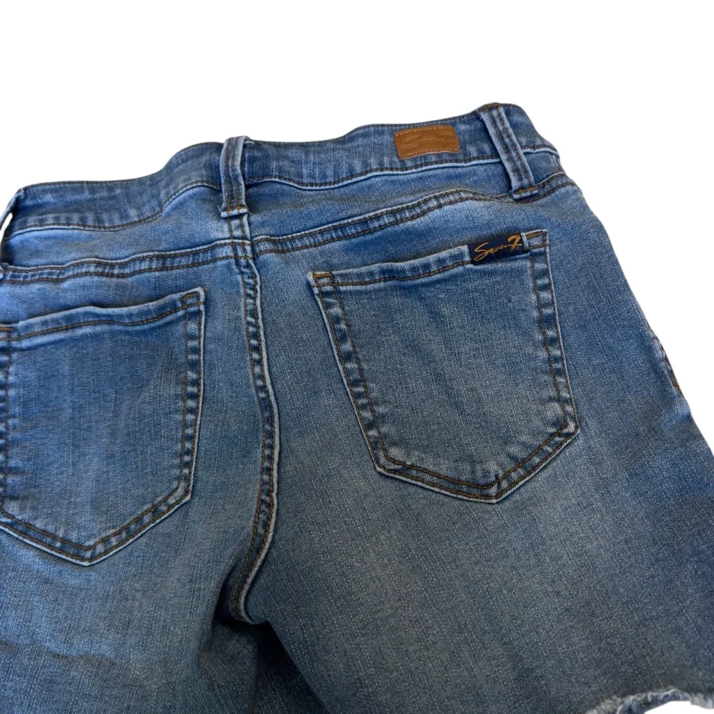 Seven7 Blue Denim Cutoff Shorts Mid Rise Raw Frayed Hem Jean Shorts 4 comfy fit - Image 4