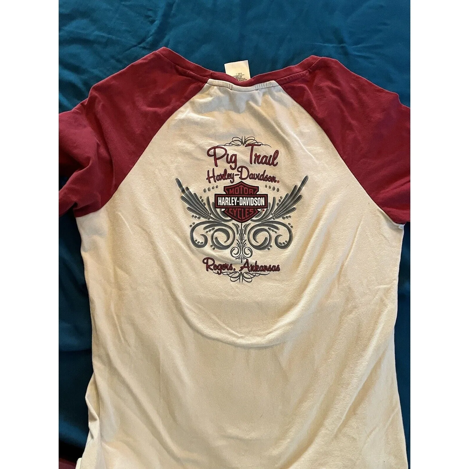 Harley Davidson Women's Shortsleeve Shirt Large Sugar Skull EUC Arkansas - Image 7