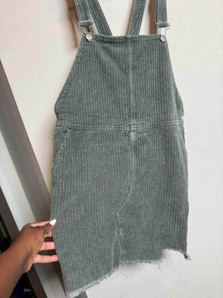 American Eagle Green Corduroy Overall Dress Jumper  - Image 2