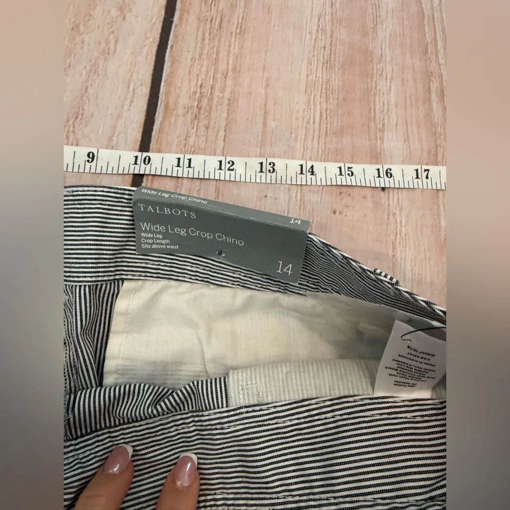 Talbots Cropped Chino Pants Womens 14 Wide Leg Pinstripe Preppy NWT - Image 5