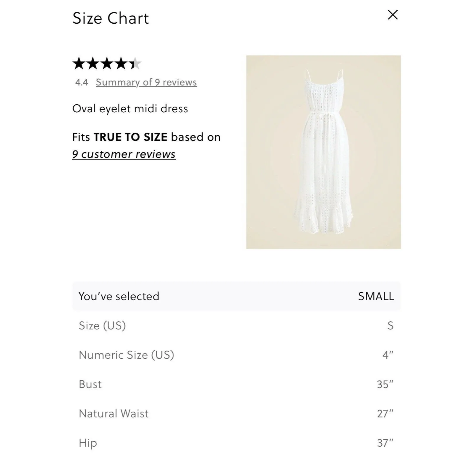 J.CREW Oval Eyelet Midi Dress Size Small White NEW Casual Preppy Bride CK828 - Image 14
