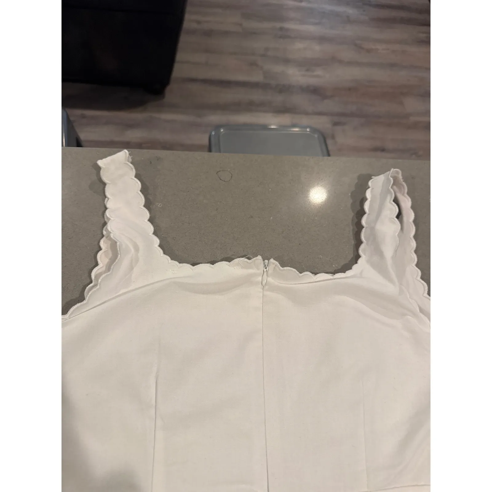 Altar'd State White Mini Dress Sleeveless Scalloped Strap Casual Sundress Small‎ - Image 6