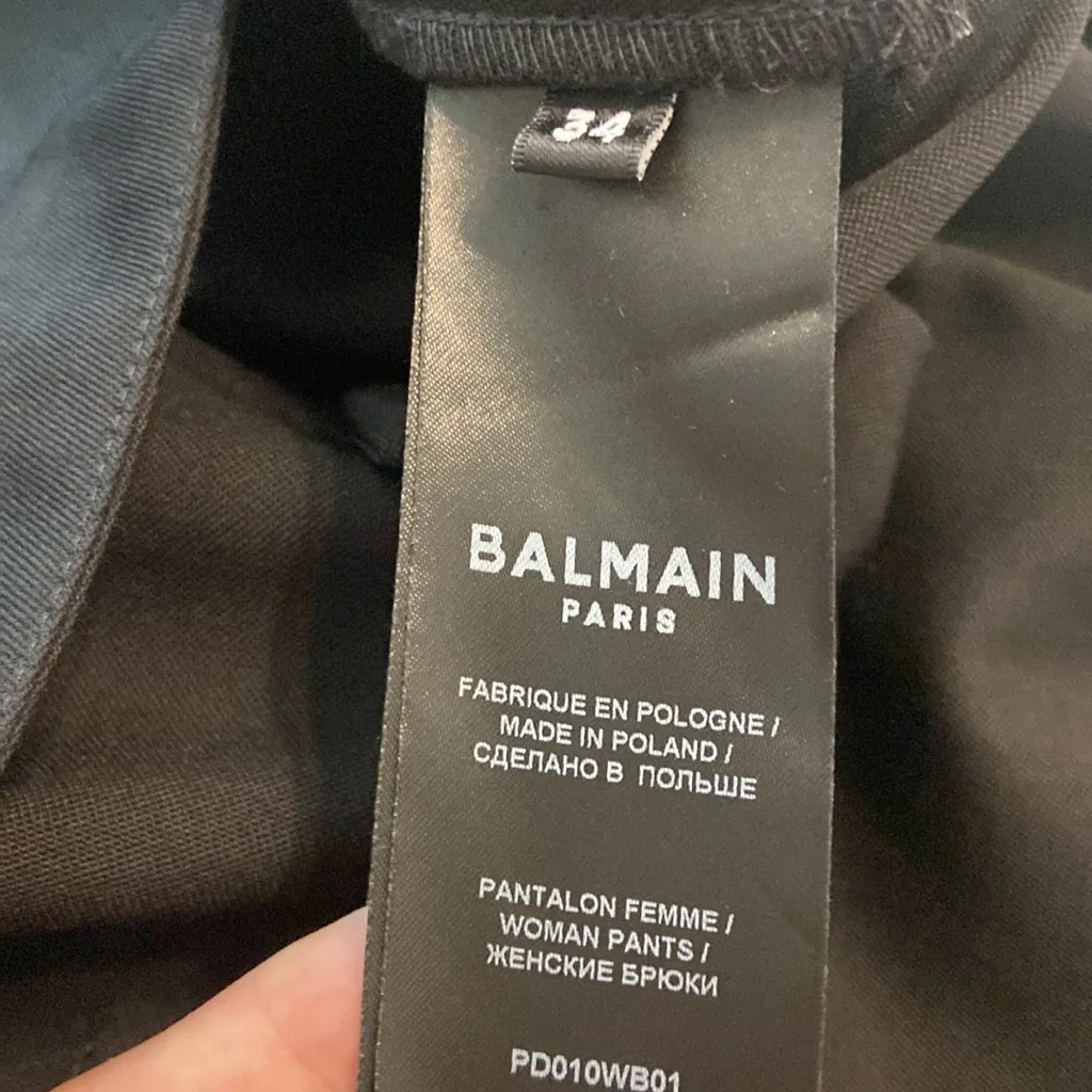 Balmain Paris Black High-Waisted Pants size 34 inseam 30” waist 24” color black - Image 10