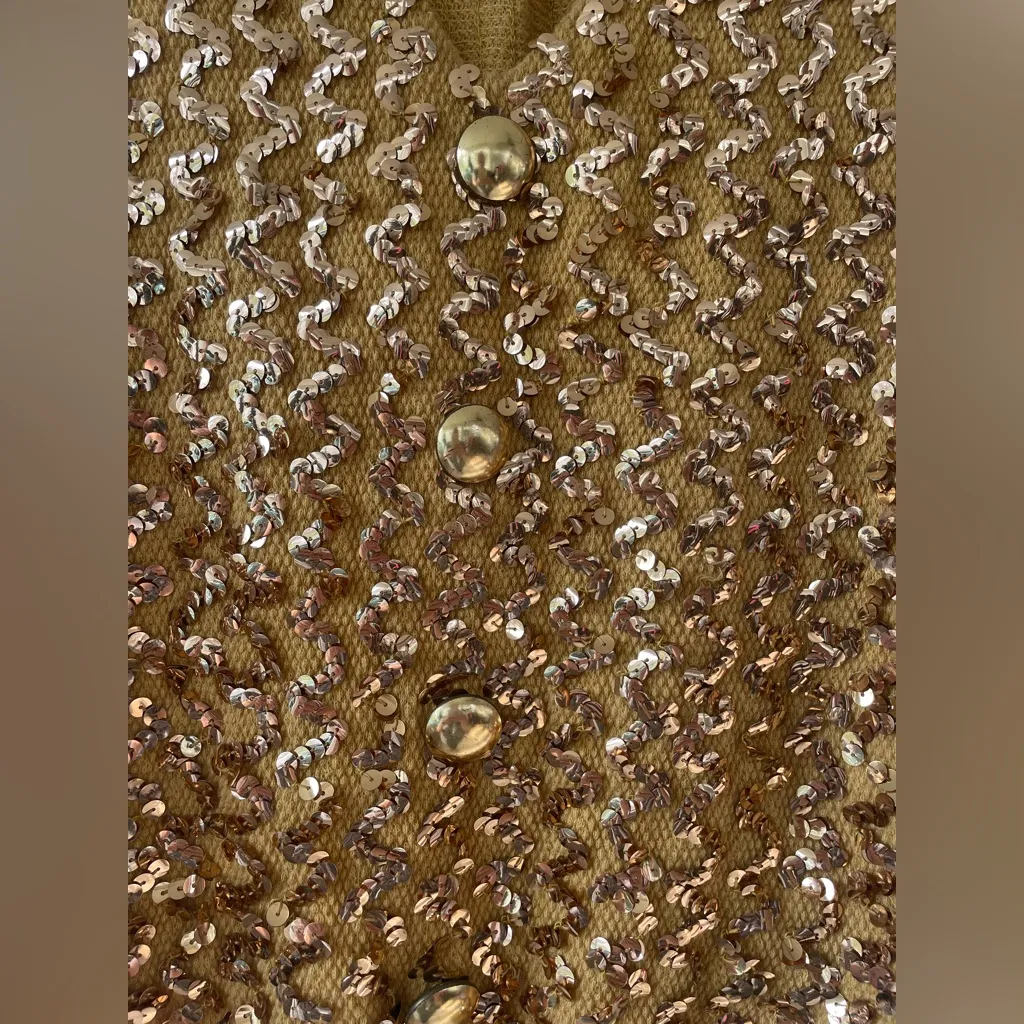 Vintage Wolff Fording 100% Sequin Gold Cropped Vest, Party, Dancing Size undefined - Image 2