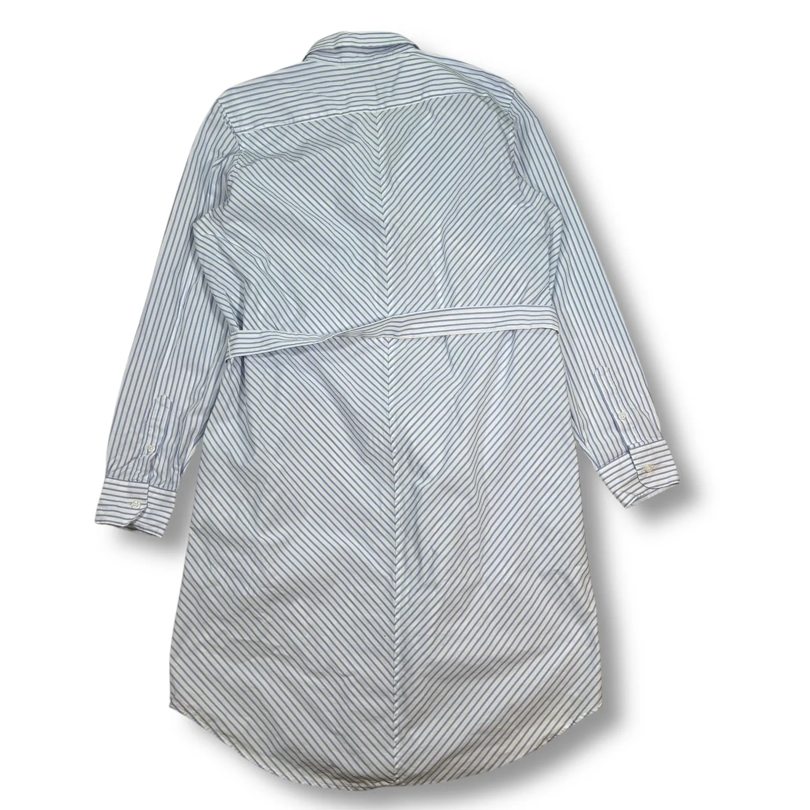 EUC Brooks Brothers Blue Stripe Shirt Dress Tie Button Front Long Sleeve Size 10 - Image 2